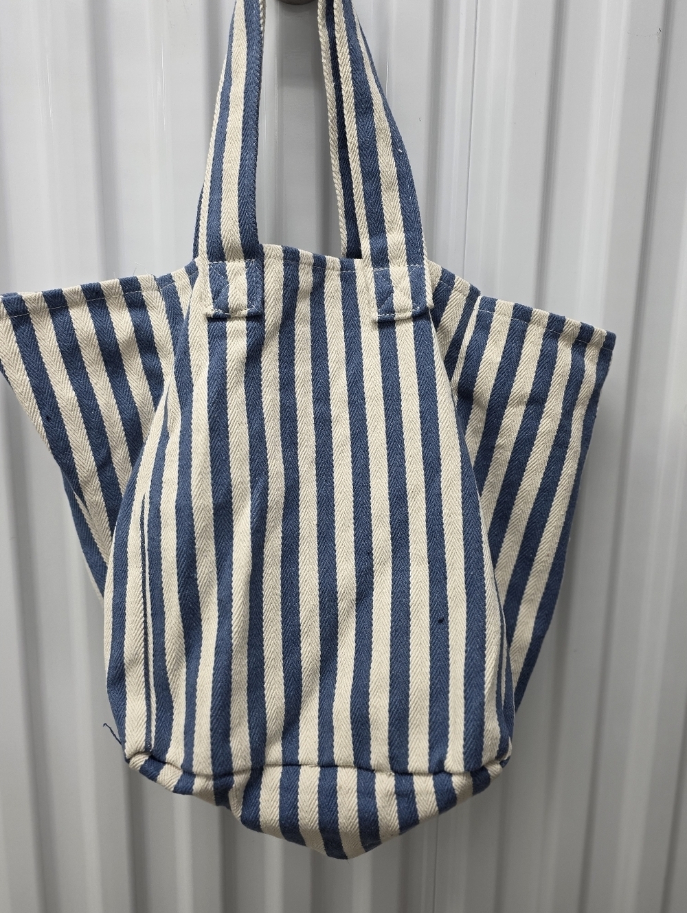 Striped Canvas Tote Bag - 'Beach Bound' Embroidery - Picture 2 of 3
